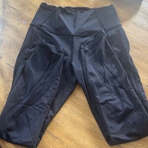 LULULEMON Black High-Waist Athletic Leggings with Side MESH see through Panels